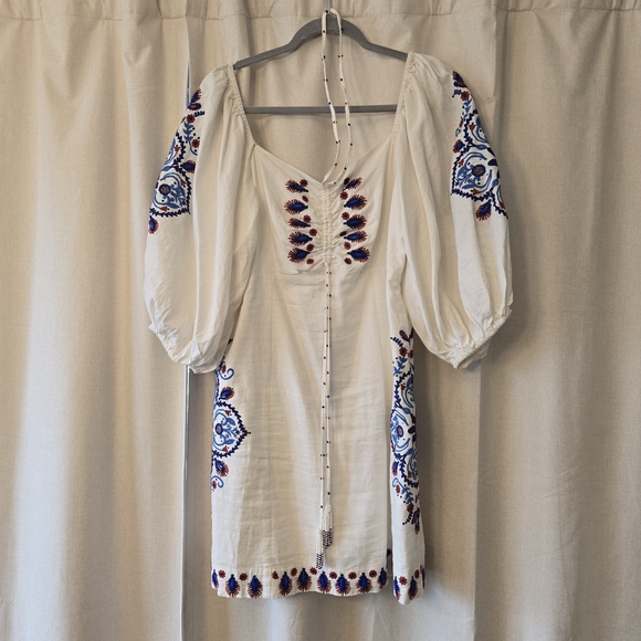 Farm Rio White Embroidered Women's Top Size L